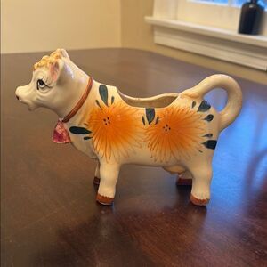 Vintage Japan marigold Flower Ceramic Cow Creamer